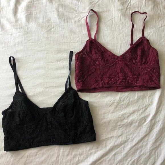 Free People Other - 2x SET Free People Bralettes - Red & Black - Medium (NWT/New With Tags)